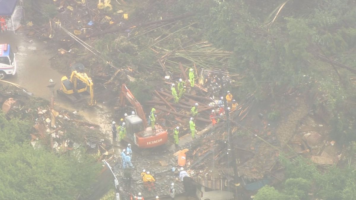 愛知県蒲郡市に発生した土砂崩れの現場